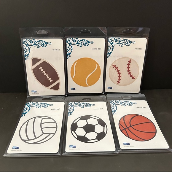 Lot of 6 Quickutz 4” x 4” Sports Balls metal cutting dies - Picture 1 of 16